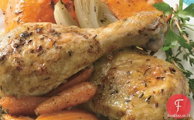 Pollo arrosto e verdure