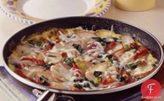 Spinaci freschi e frittata di patate novelle