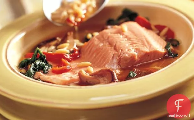 Salmone in camicia in brodo di Orzo (Cottura per 2)