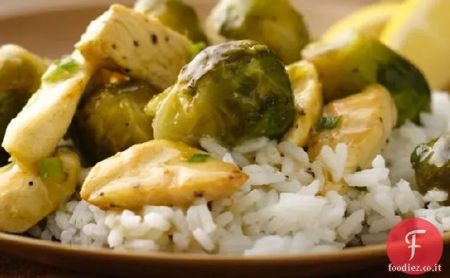 Pollo al limone piccante con cavoletti di Bruxelles