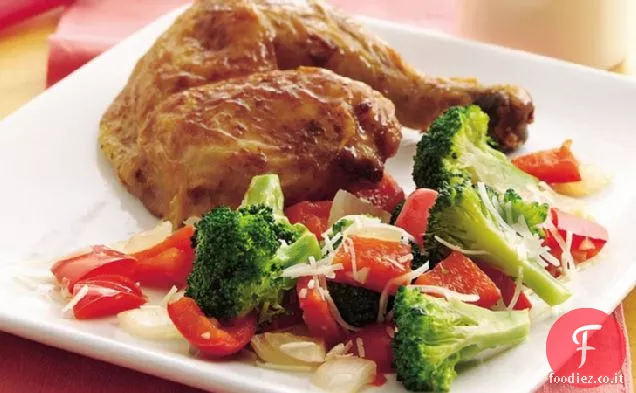 Broccoli con peperone rosso dolce e aglio