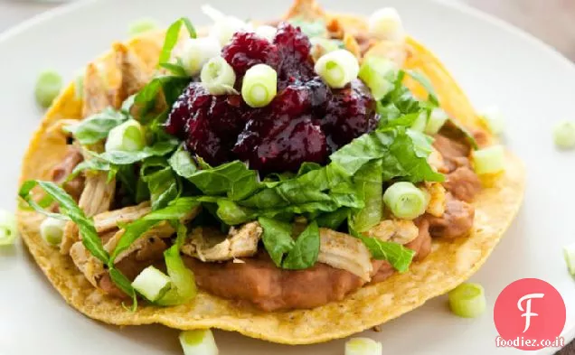 Tostadas di tacchino con salsa di Chipotle di mirtilli rossi