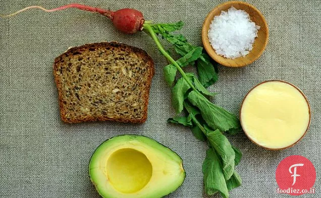 Tartine Con Senape Maionese e Purè di Avocado E Ravanelli con