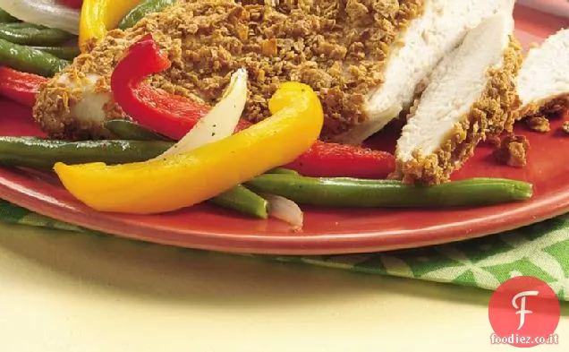 Cajun Pollo fritto al forno e verdure arrosto