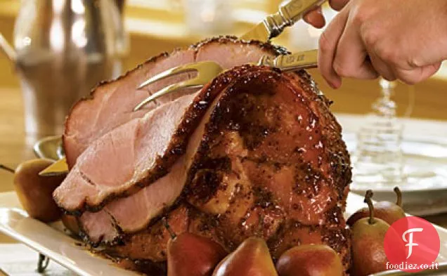 Prosciutto cotto con glassa di senape e pesca