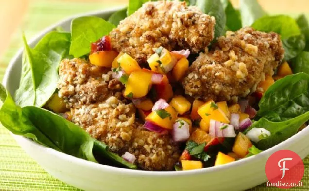 Insalata di pollo croccante alla pesca
