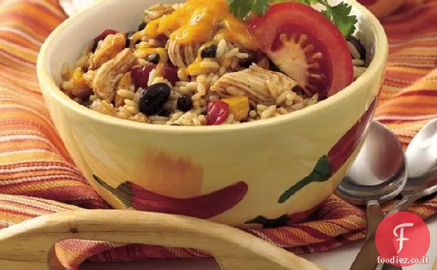 Fagioli neri, pollo e riso