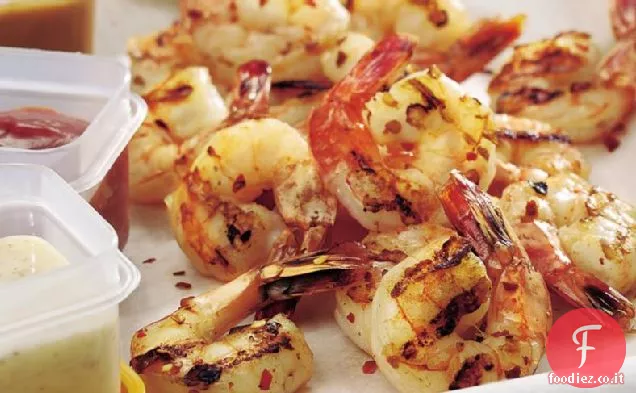 Piatto di gamberi alla griglia piccante