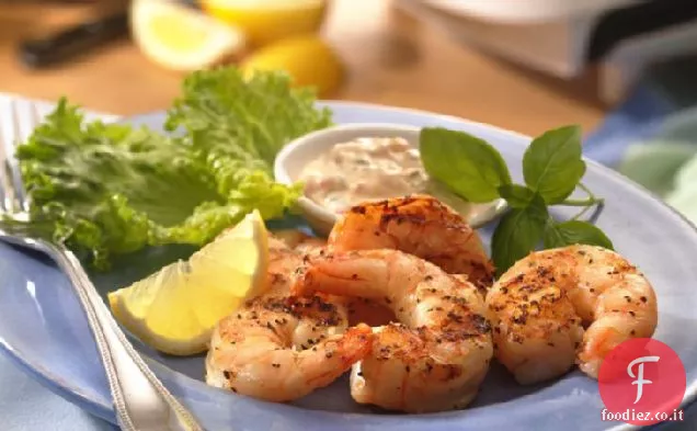 Gamberetti con Maionese al limone e basilico