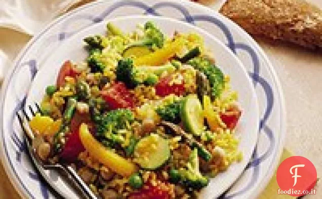 Paella di verdure primaverili