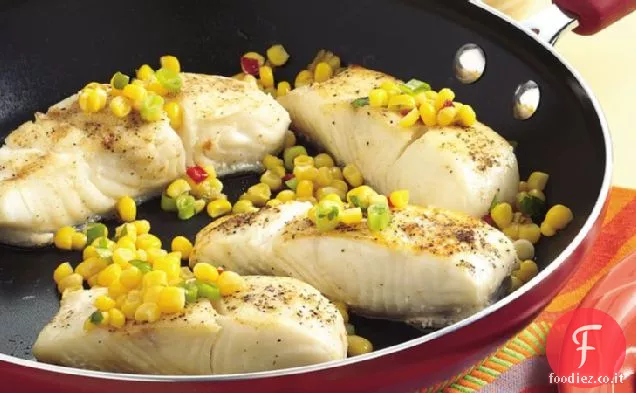 Padella di pesce con gusto di mais veloce