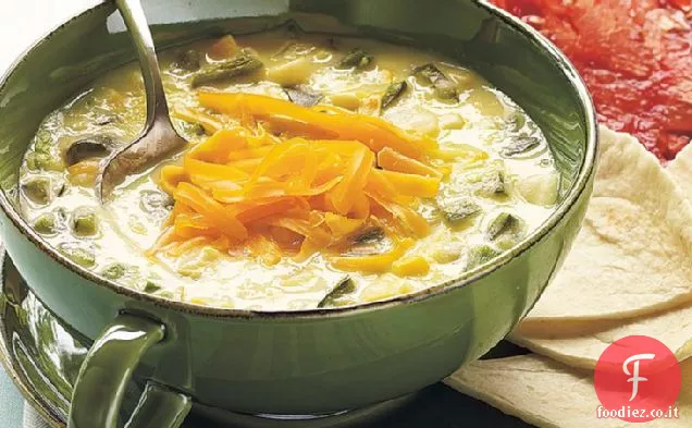 Poblano piccante e zuppa di mais