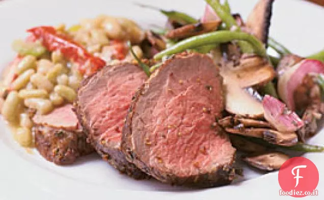 Filetto di manzo arrosto con senape integrale e crosta di erbe