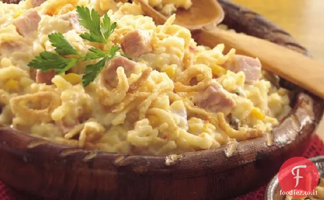Slow-Cooker Panna acida e cipolla smerlato Hash Browns con prosciutto