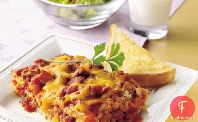 Lasagna di Cheeseburger al bacon facile