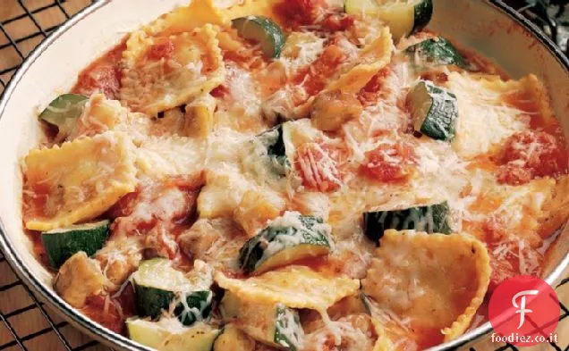 Ravioli e stufato di melanzane