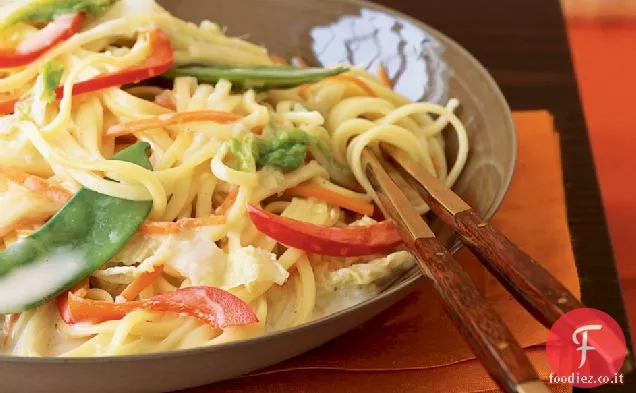 Tagliatelle vegetariane al curry rosso