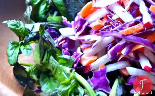 Insalata di Slaw viola con condimento all'aceto di acero