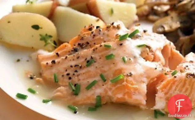 Salmone arrosto con salsa al vino bianco