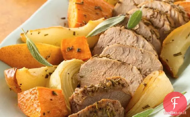 Filetto di maiale arrosto con Patate dolci e Pere
