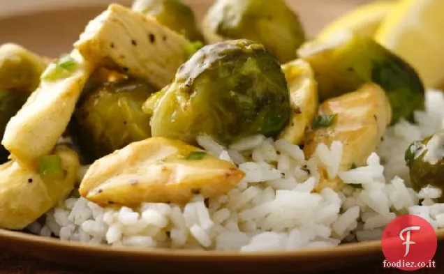 Pollo al limone piccante con cavoletti di Bruxelles
