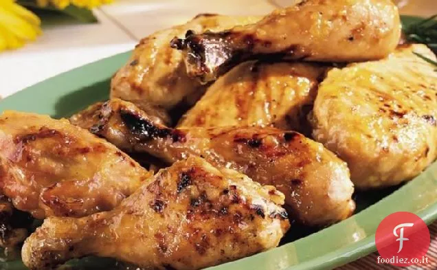 Pollo alla griglia con glassa di pesca piccante