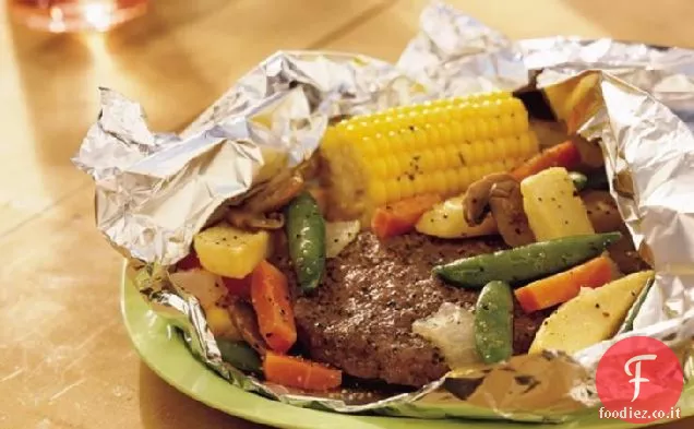 Pacchetti di hamburger e verdure