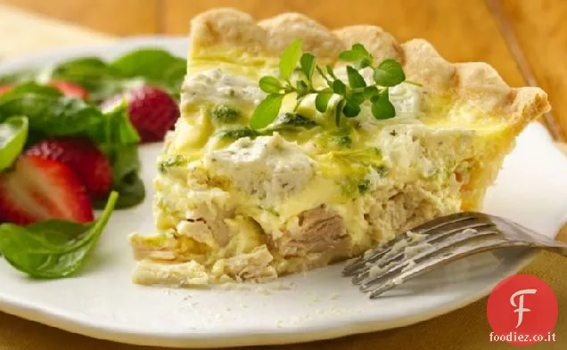 Quiche di pollo alle erbe e broccoli