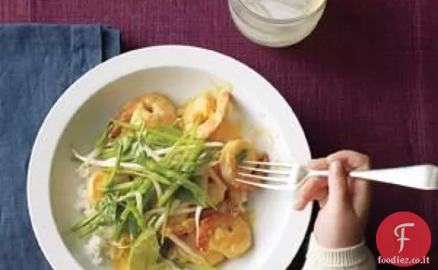 Gamberi al curry e piselli