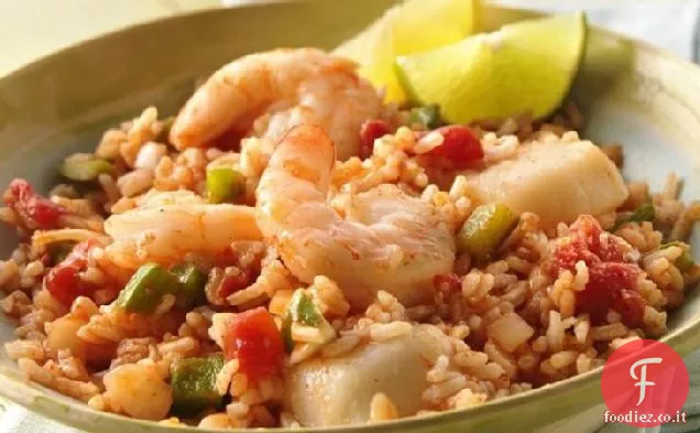 Pacchetti di Jambalaya di pesce alla griglia