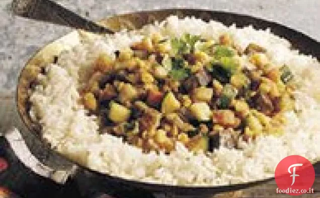 Piselli spaccati piccanti con verdure