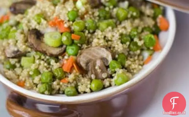 Funghi e piselli con condimento di Miso Quinoa