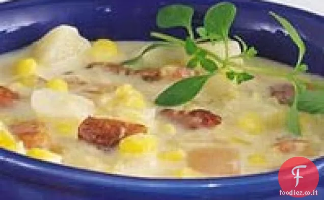 Zuppa di patate e doppio mais