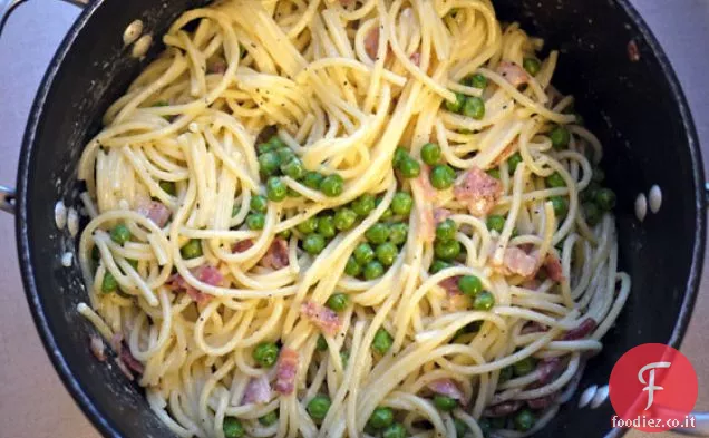 Spaghetti alla Carbonara con Piselli