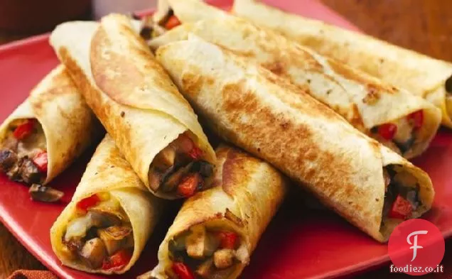 Flautas di funghi e formaggio fritti in padella