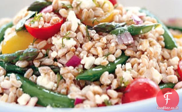 Insalata di Farro con piselli, asparagi e Feta