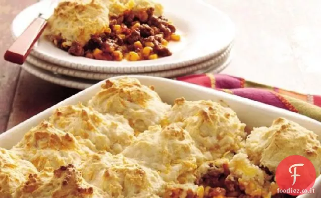 Taco manzo cuocere con Cheddar biscotto Topping