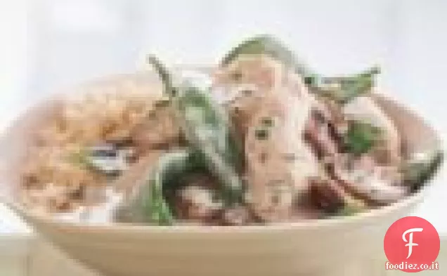 Piselli di neve & curry verde del pollo