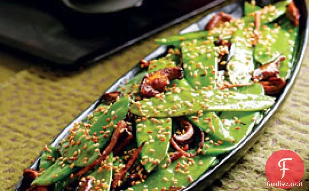 Piselli saltati in padella con Shiitake e zenzero