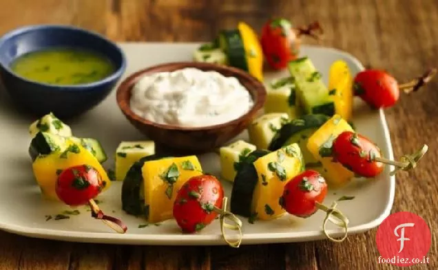 Kabobs di verdure fresche con Jalapeño Aioli
