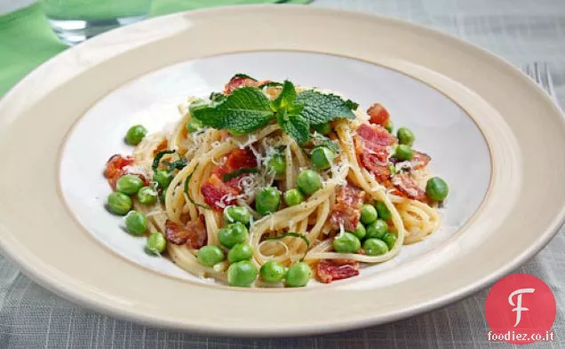 Spaghetti alla Carbonara con Piselli