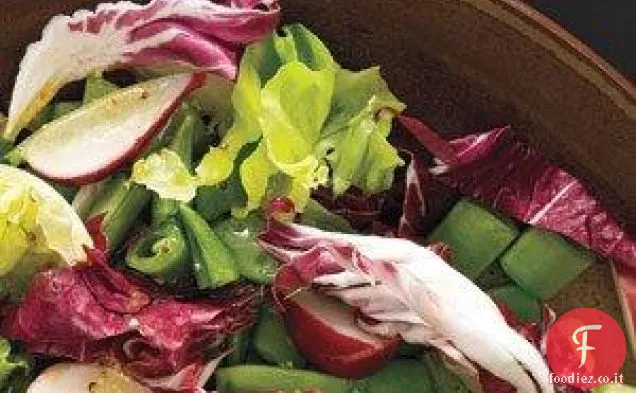Verdi con ravanelli e piselli a scatto
