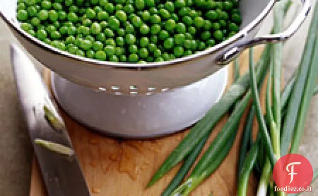 Piselli saltati e scalogno