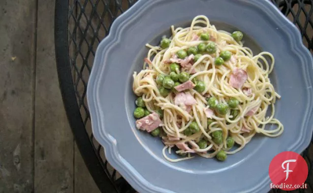 Pasta con Piselli, Prosciutto e Limone