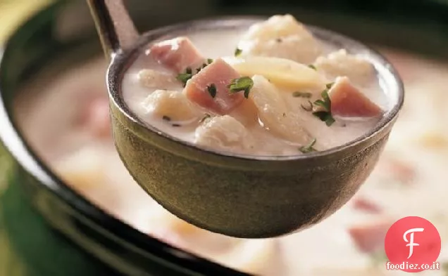 Zuppa veloce di prosciutto e cavolfiore