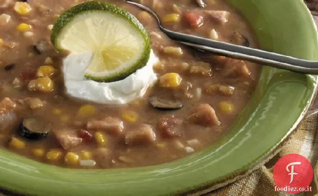 Prosciutto giamaicano e zuppa di fagioli