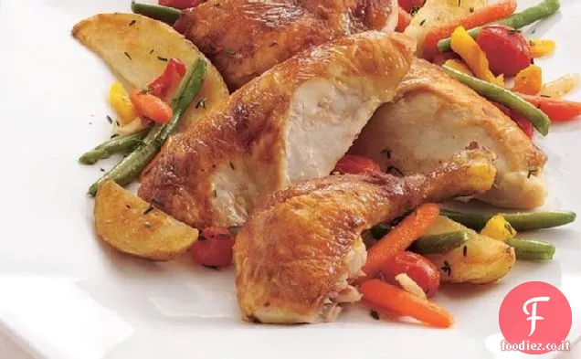 Pollo al forno e verdure