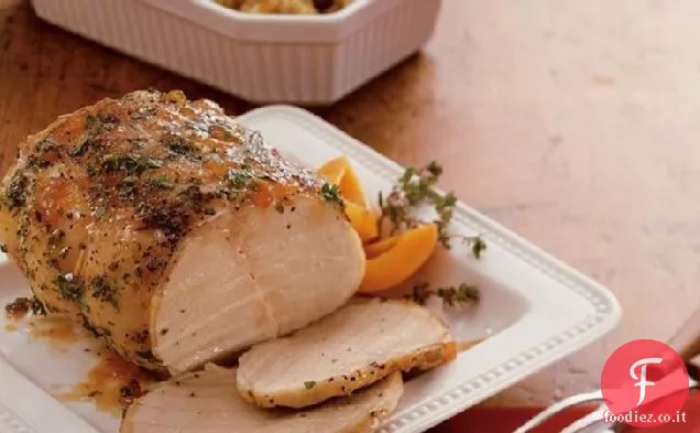 Arrosto di maiale glassato di albicocca e ripieno