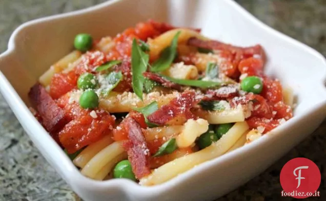Ricetta Pasta con pancetta e piselli