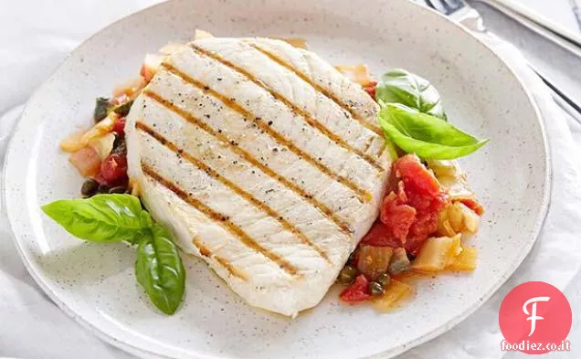 Pesce Spada con Pomodori e Capperi